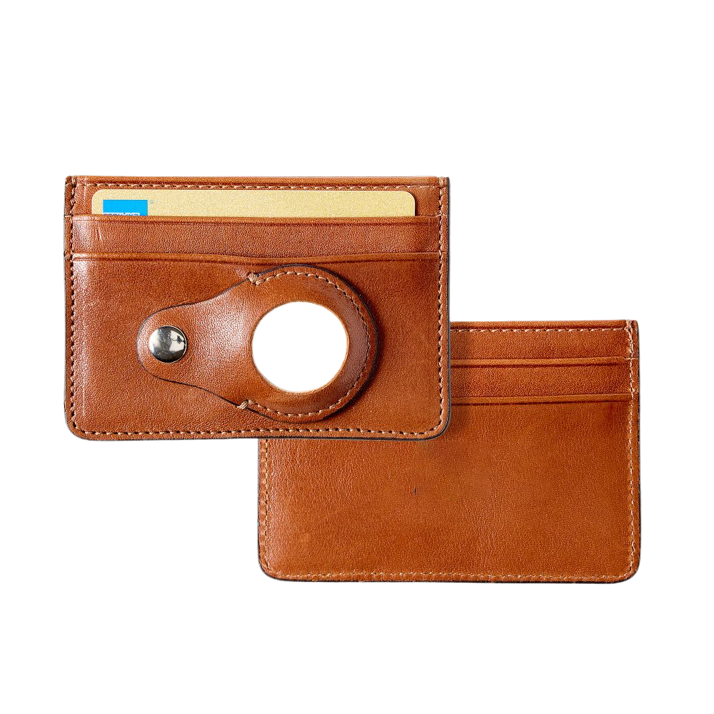 Leather Card Case with AirTag Holder