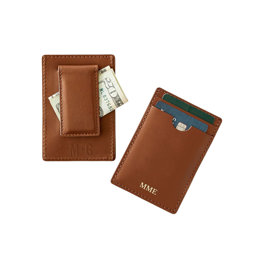 WNG-4583-Money-Clip-Wallet-3-Tan Leather Money Clip Wallet